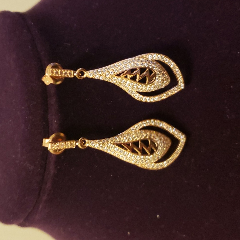 Sterling Silver 925 CZ Zirconia Drop Earrings Rose Tone *NWOT*